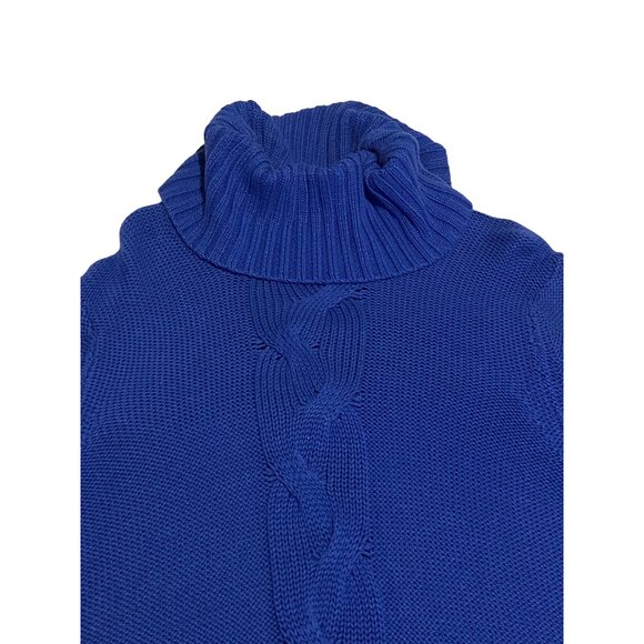 Gap Womens XXL Blue Cable Knit Turtleneck Sweater Ribbed Cuffs & Hem Cotton/Acry - Picture 4 of 14